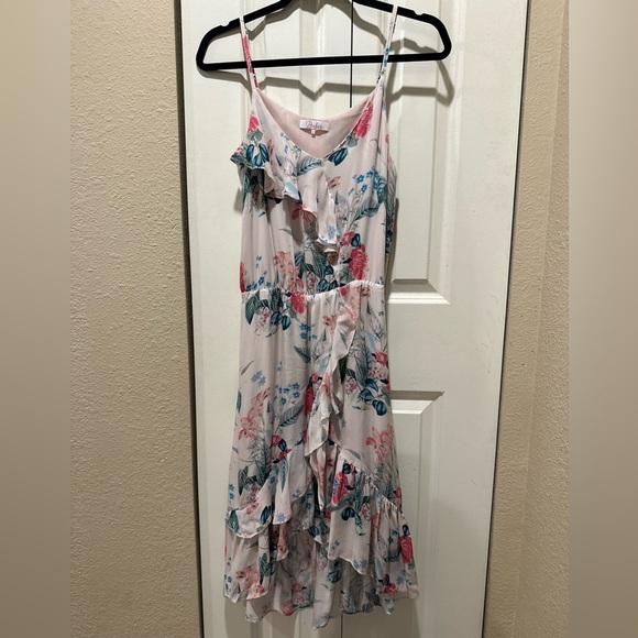 Parker Pure Silk Floral High Low Asymmetric Romantic Boho Wedding Prom Dress,S - Picture 7 of 7